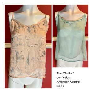 American Apparel Chiffon Camisole Set of 2 size L- Peach and Mint